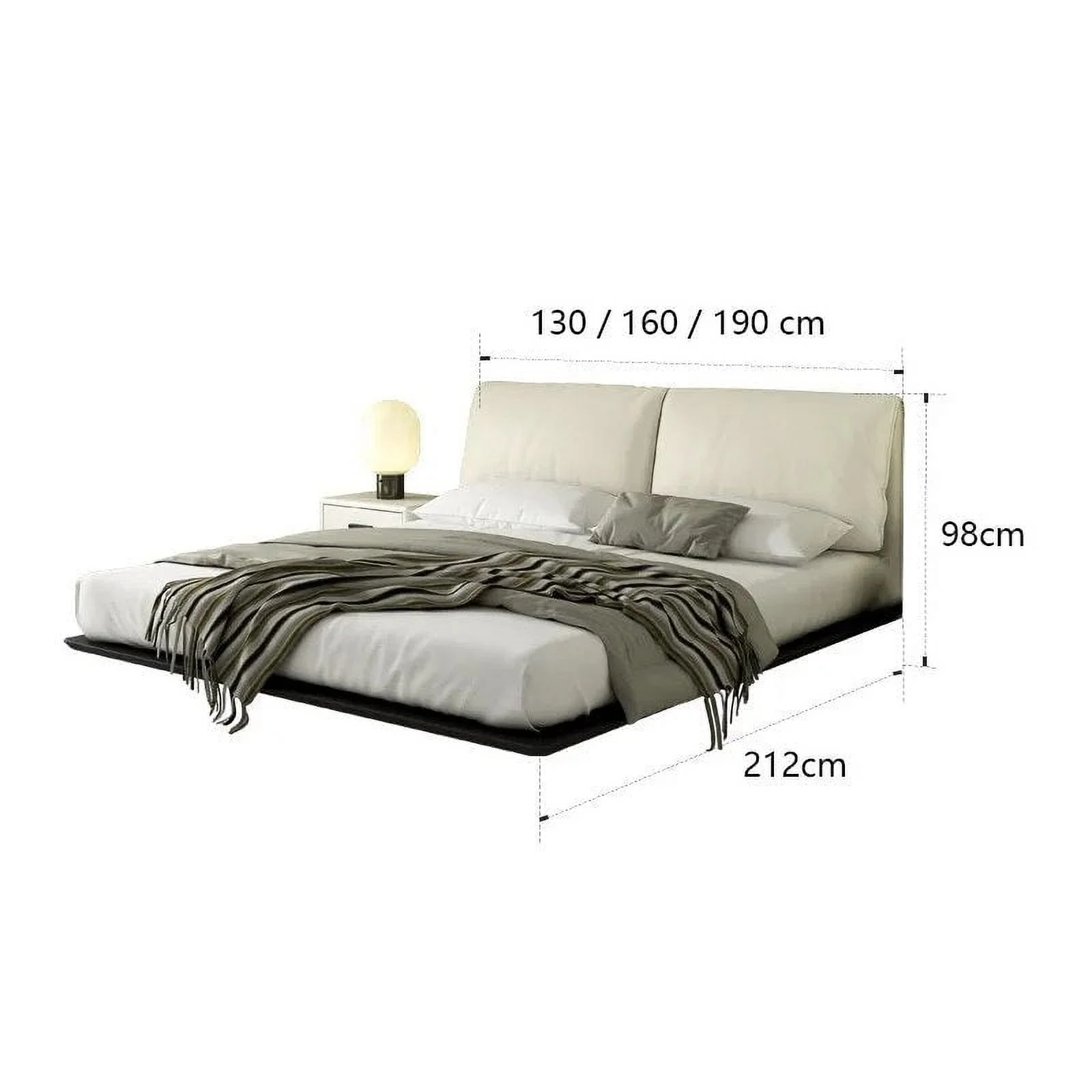 Italian Simple Suspension Bed Modern Simple Leather Bed Small Family Master Bedroom Double Bed 1.5M/1.8M Soft Bag Wedding Bed