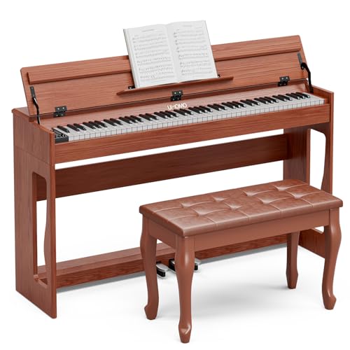 UMOMO 88 Weighted Key Digital Piano with Duet Piano Bench, Beginner Keyboard Piano Full Size Heavy Hammer Weighted Action Electric Piano Keyboard with USB MIDI, Black