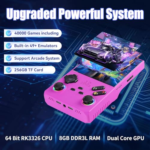 GWALSNTH V40 MAX Retro Handheld Game Console, 40000 Games Preloaded 256G TF Card, Built-in 49+ Emulators, 4.0 Inch 4K HD IPS Screen, 4000mAh Battery, Portable Pocket Video Game Console (White Color)