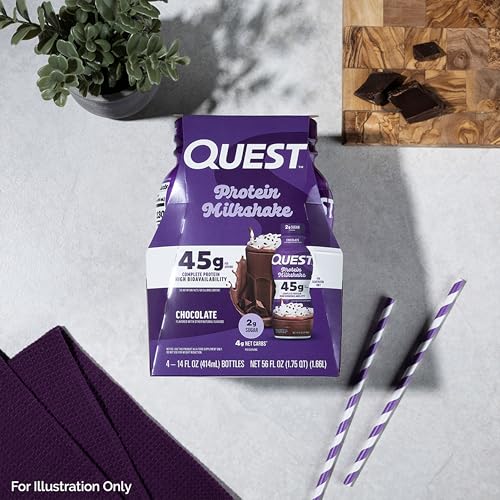 Quest Nutrition Chocolate Protein Shake, 45g Protein, 2g Sugar, 4g Net Carbs, Ready to Drink, Gluten Free, 12 Count