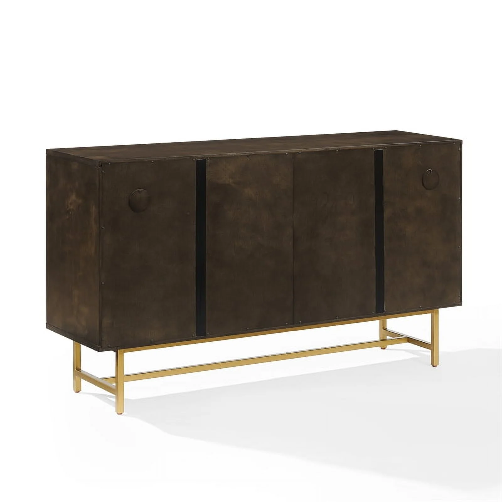 Crosley Furniture Blair Mid-Century Wood/Steel Sideboard in Dark Brown/Gold