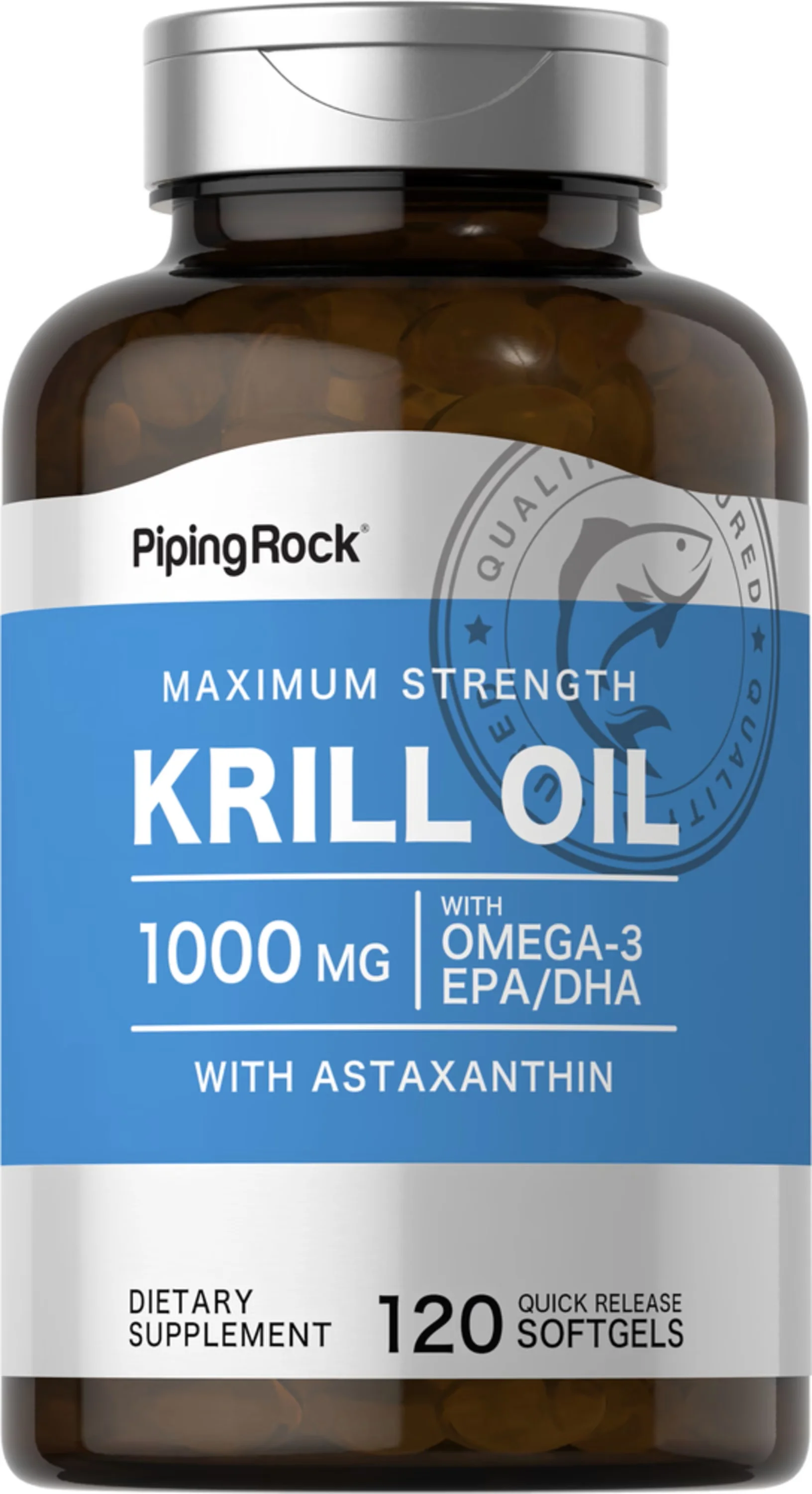 Krill Oil 1000mg | 120 Softgels | with Astaxanthin | by Piping Rock