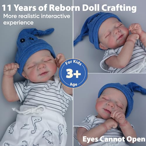 WOOROY Realistic Reborn Baby Dolls Boy - 18-Inch Newborn Baby Dolls with Soft Cloth Body Sleeping Lifelike Reborn Baby Dolls Birthday Gift for Kids Age 3+