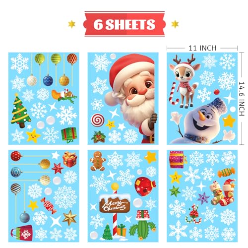 Extra Large Snowflakes Window Clings, Giant White Christmas Window Decorations for Glass Windows, Winter Wonderland Window Stickers Decals for Frozen Theme Party New Year Supplies Indoor