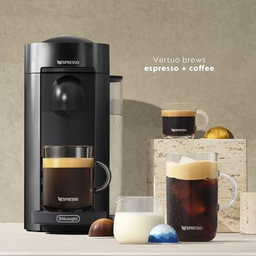 Nespresso Vertuo Plus Coffee and Espresso Maker by De'Longhi, Grey with Aeroccino Milk Frother