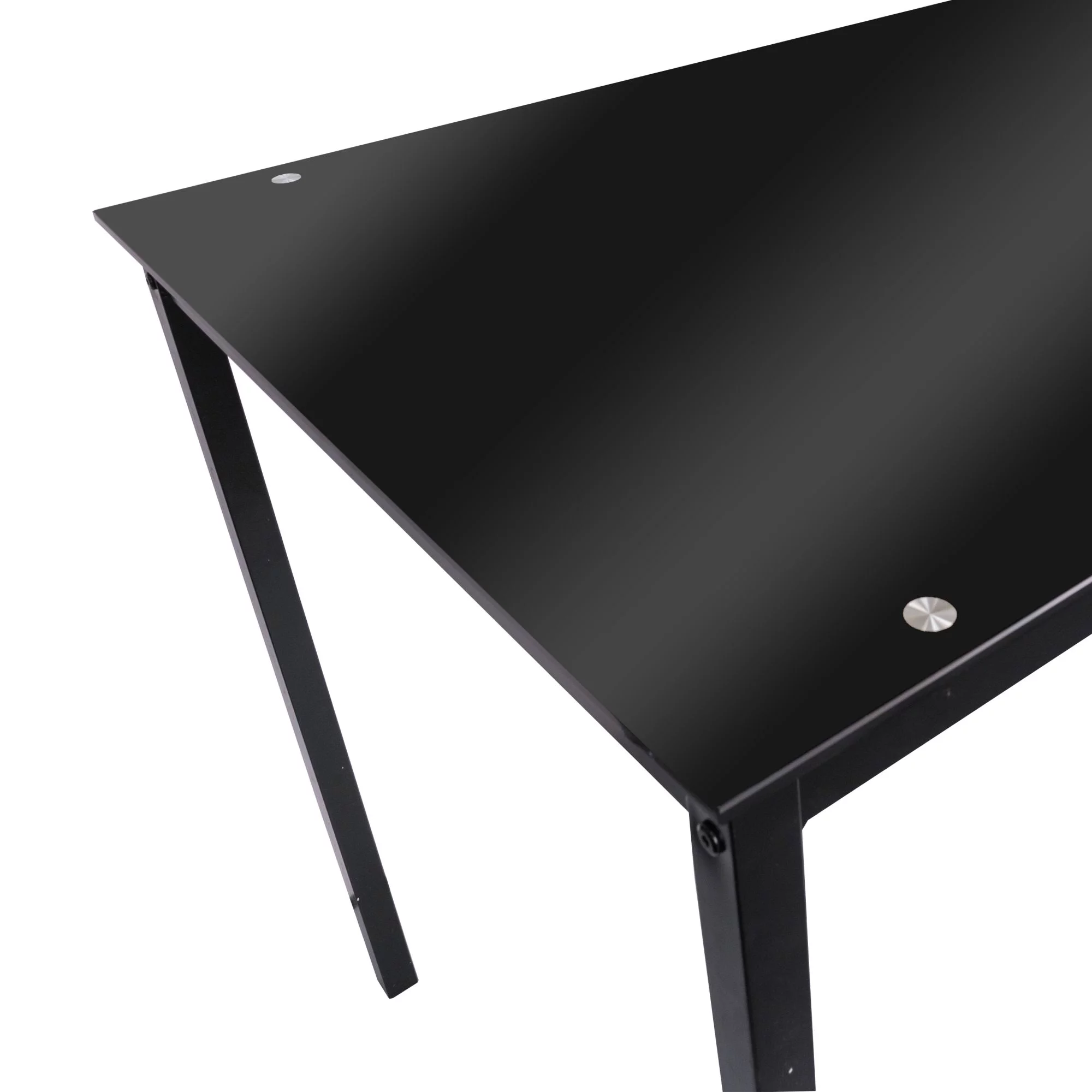 5 Piece Dining Table Set Kitchen 1 Table and 4 Upholstered Chairs Metal Frame Tempered Glass Top Black