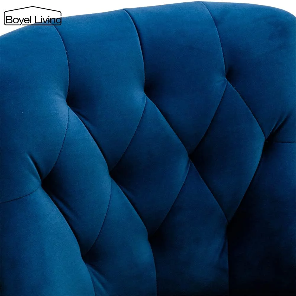 Boyel Living Dining Chair Set of 2 Velvet Upholstered with Gold Legs, Mid Century Modern Accent Chair for Bedroom, Living Room, Dining Room,Kitchen Dining Chairs Navy Blue