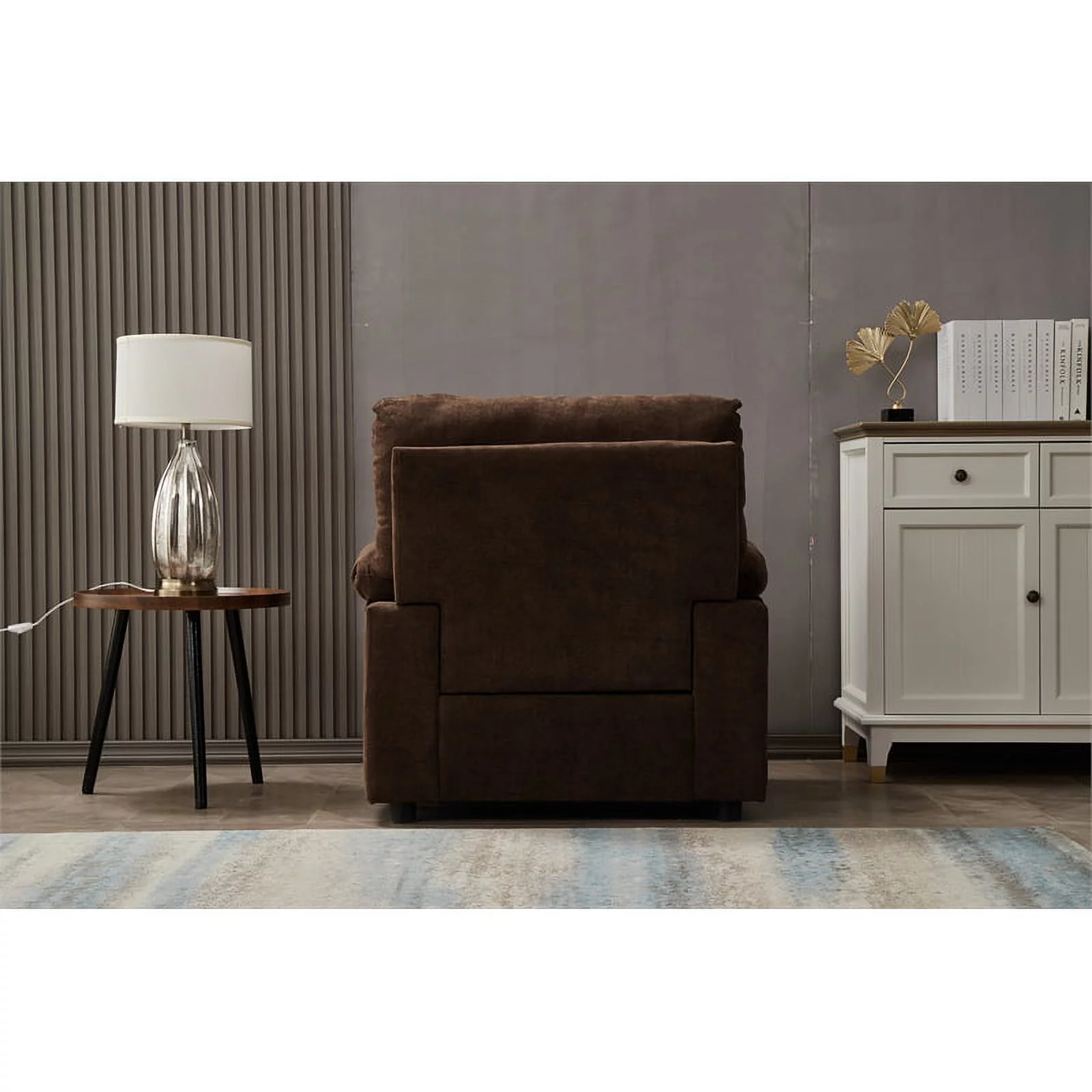 Home Square Linen Living Room Chair in Brown Finish - Set of 2