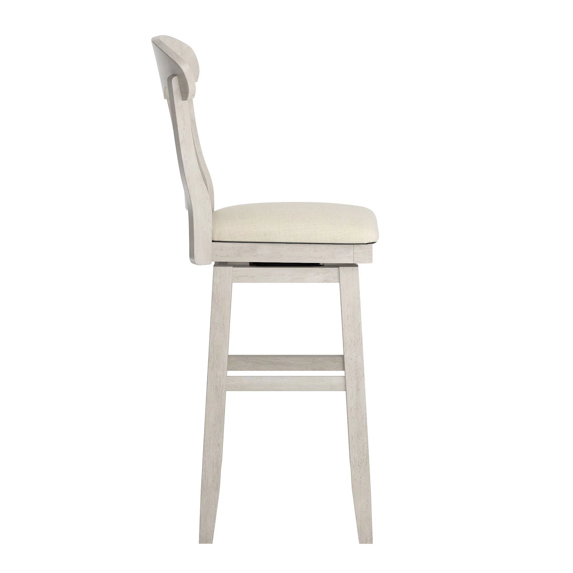 Weston Home Sheena Napoleon Back Bar Height Wood Swivel Stool, Antique White