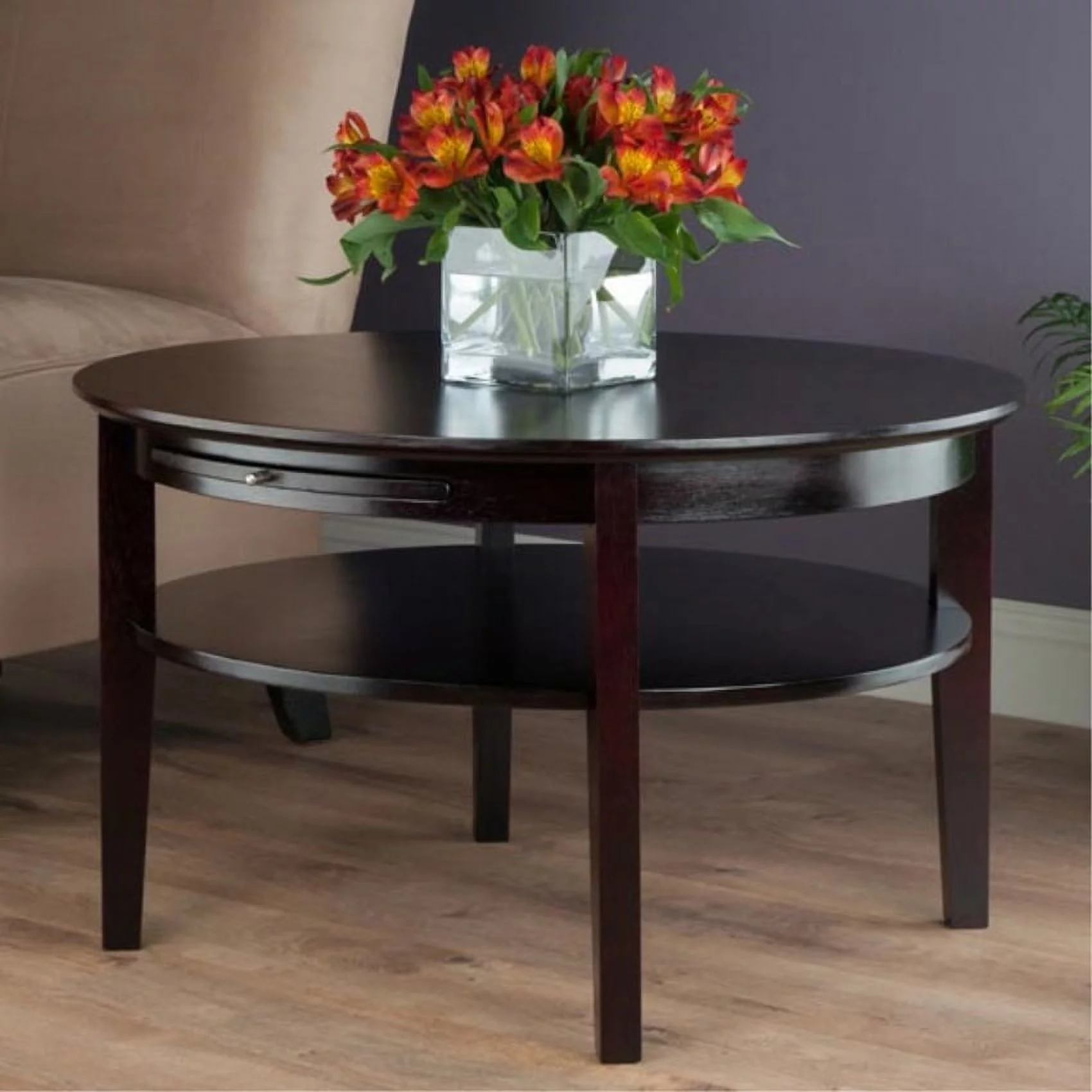 Ergode Amelia Round Coffee Table with Pull out Tray