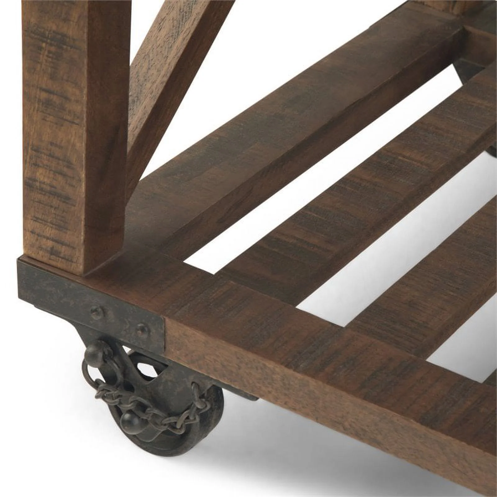 Pemberly Row Farmhouse Solid Wood End Table in Distressed Dark Brown