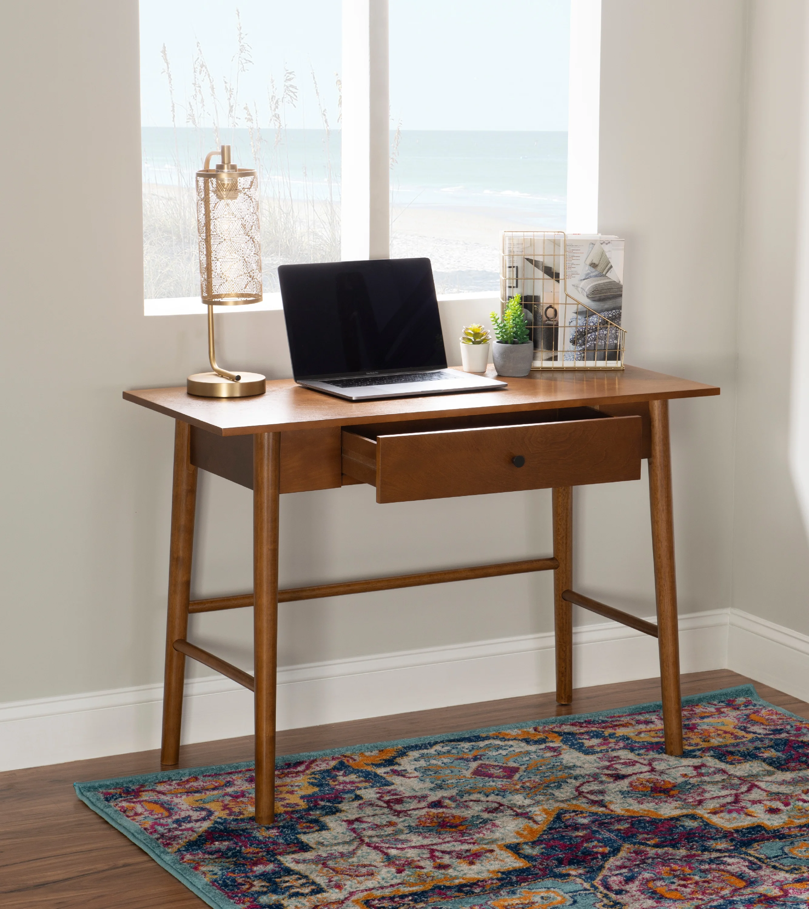 Linon Ashville Single Drawer Mid-Century Writing Desk, 42