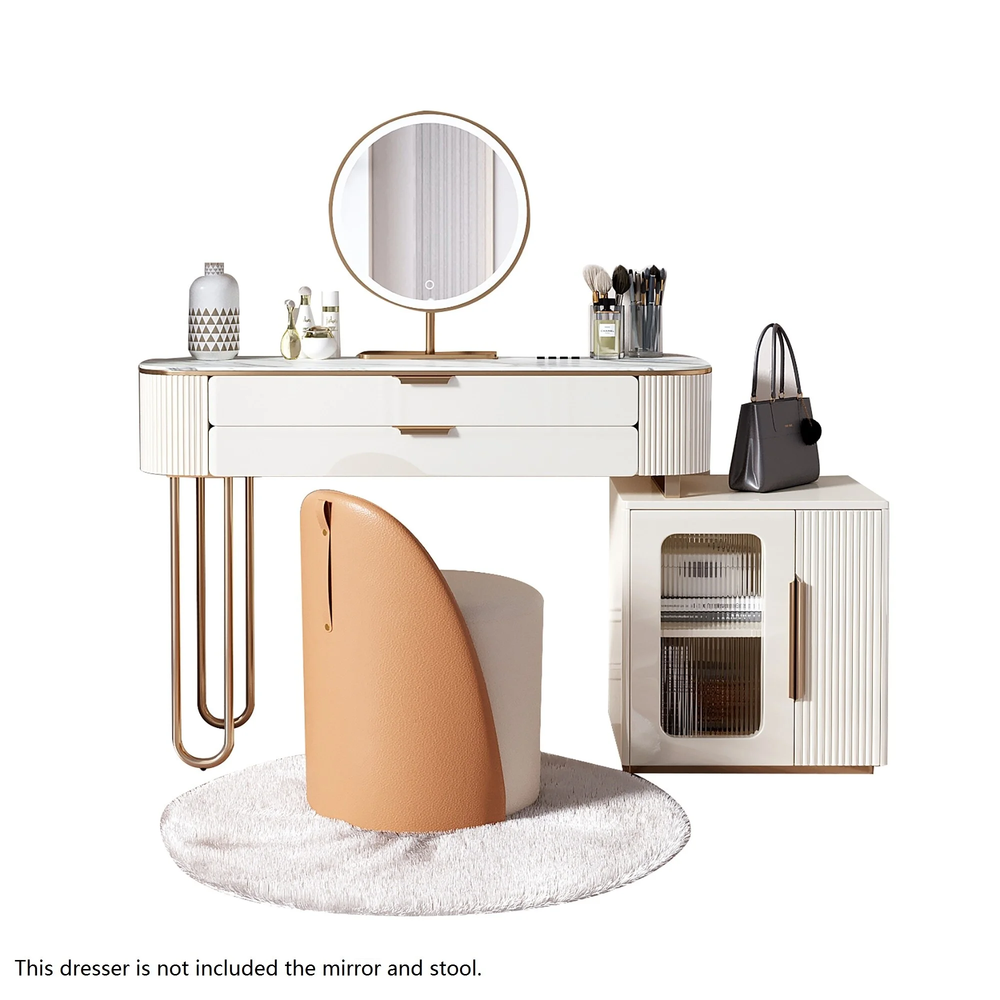 JASIWAY Modern Makeup Vanity Dressing Table with Drawers,White