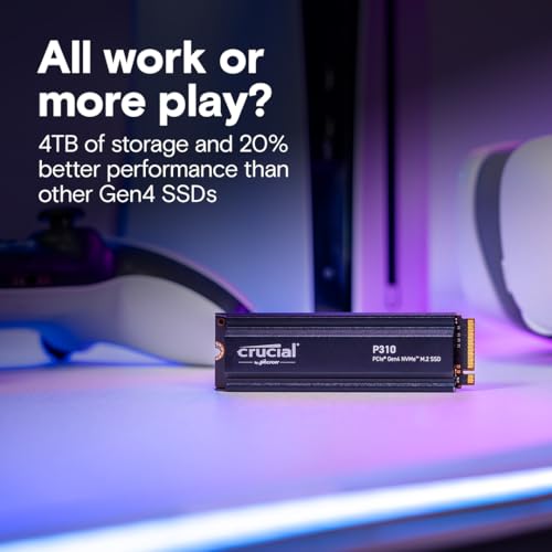 Crucial P310 1TB 2280 PCIe Gen4 3D NAND NVMe M.2 SSD – Up to 7,100 MB/s – Shift up to Gen4, with Acronis Offer, Internal Solid State Drive (PC) – CT1000P310SSD801