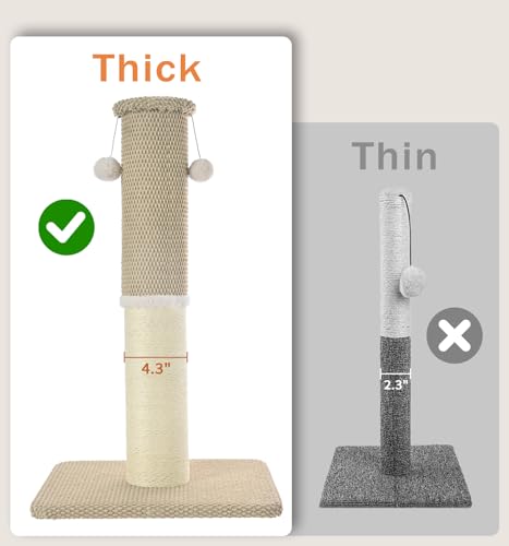 Made4Pets Tall Cat Scratching Post, Heavy Duty and Thicker Scratching Posts for Indoor Cats Adults, 33
