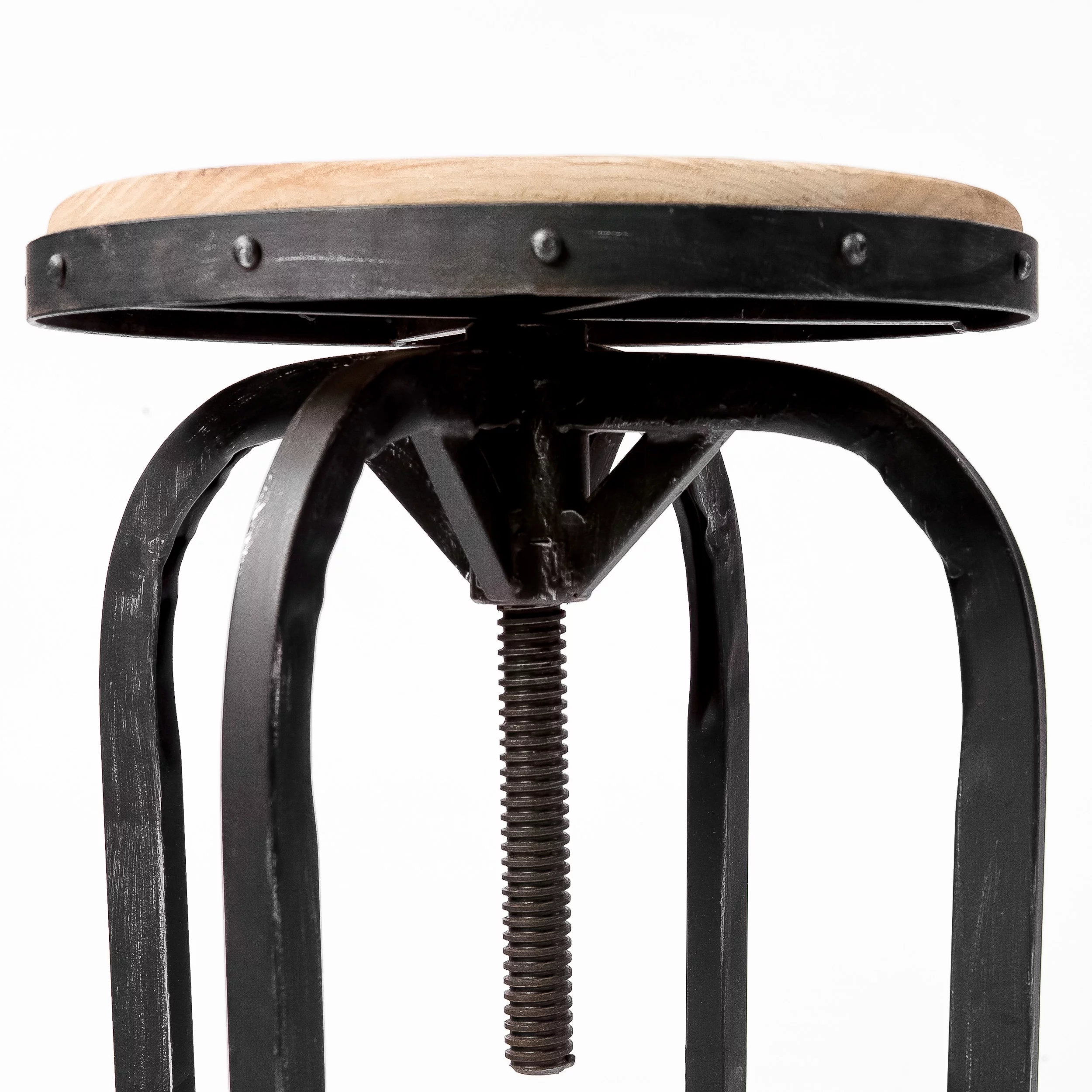 GDF Studio Eulah Modern Industrial Fir Wood Adjustable Swivel Barstool, Natural and Black Brushed Silver