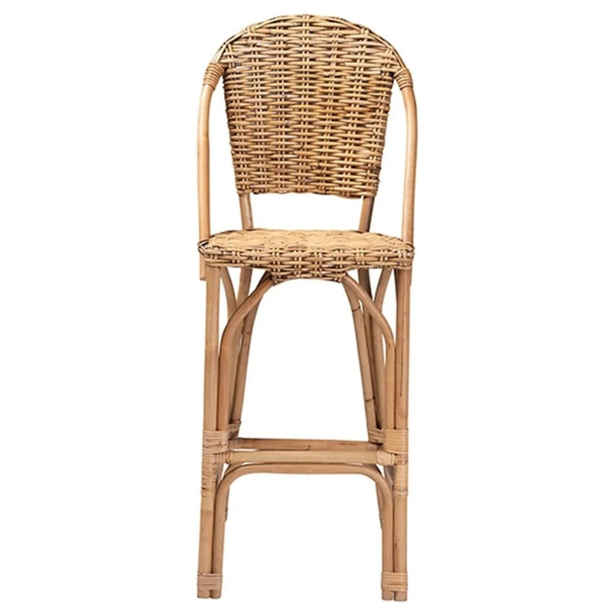 Baxton Studio Neola Modern Bohemian Natural Rattan Bar Stool
