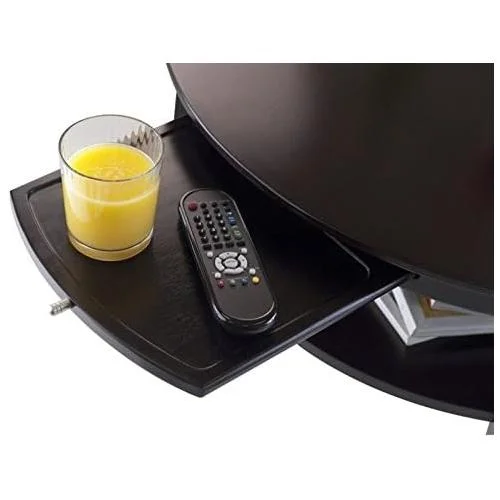 Round Coffee Table With Pull Out Tray In Dark Espresso