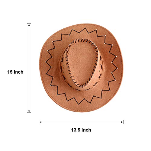 SATINIOR 6 Set Western Cowboy Hat with Bandanna Cowboy Party Bandannas Pack Western Faux Felt Farmer Hat for Halloween Christmas Carnival Costume Accessories Cosplay Fancy Dress Party Favorite