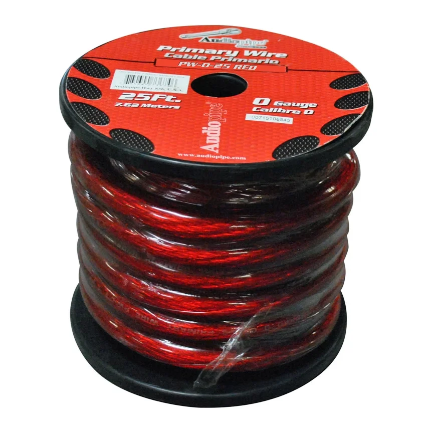 Nippon POWER WIRE AUDIOPIPE 0GA. 25' RED PW025RD