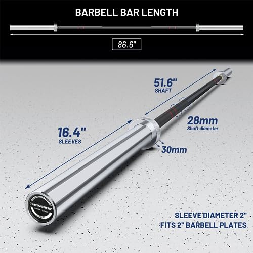 7ft Olympic Barbell Bar 45LB Load 1500lbs Capacity Available, for Gym Home Exercises, Weightlifting, Powerlifting for 2