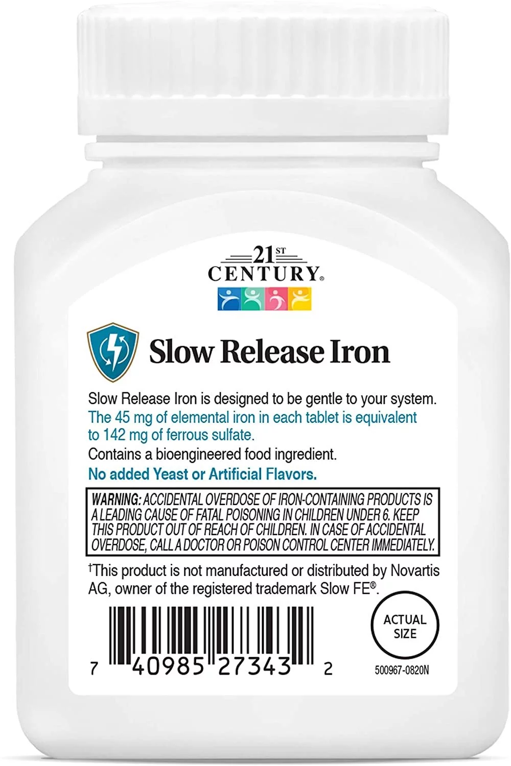 21st Century Slow Release Iron High Potency Gluten-Free 60ct, 5-Pack
