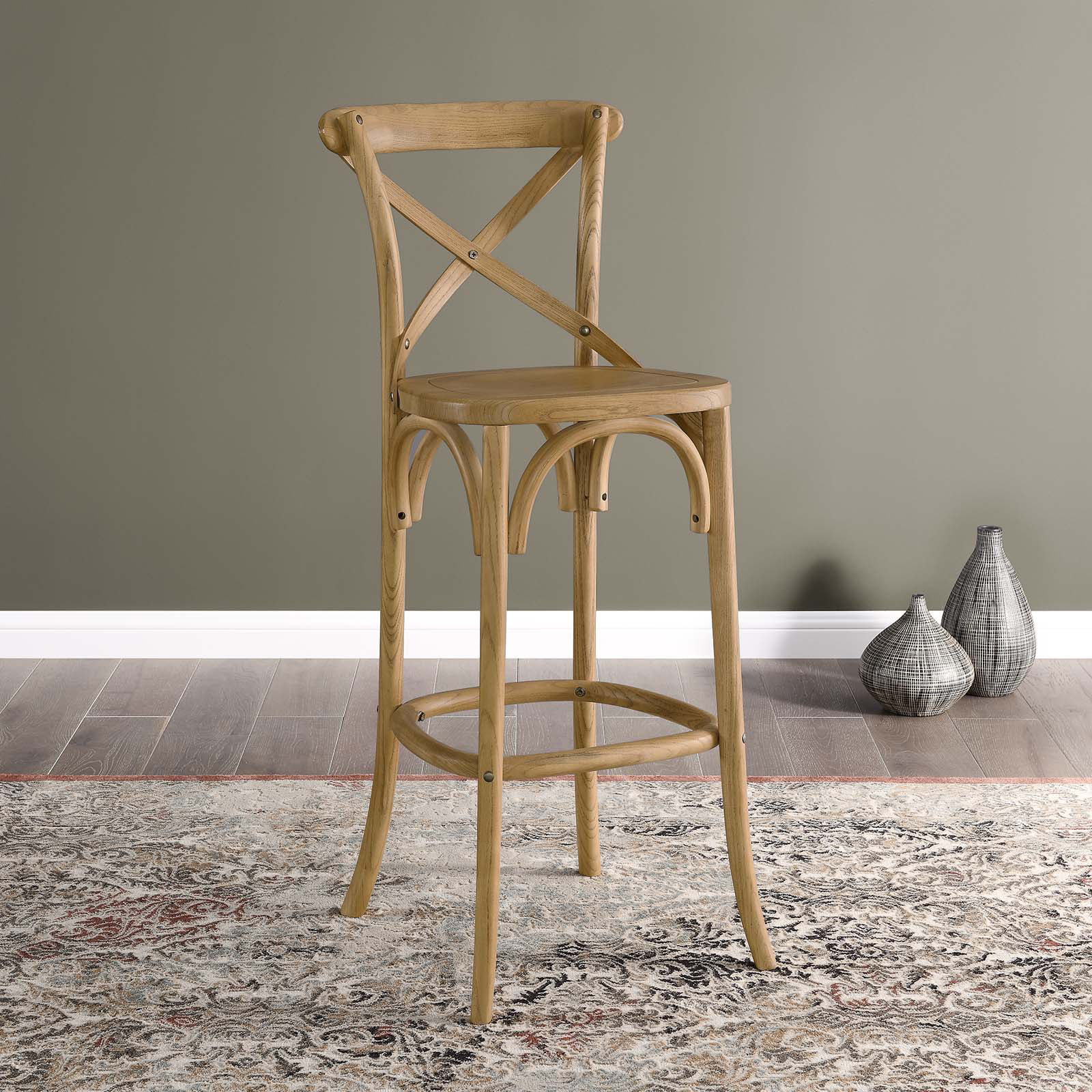 Modway Gear Bar Stool in Natural