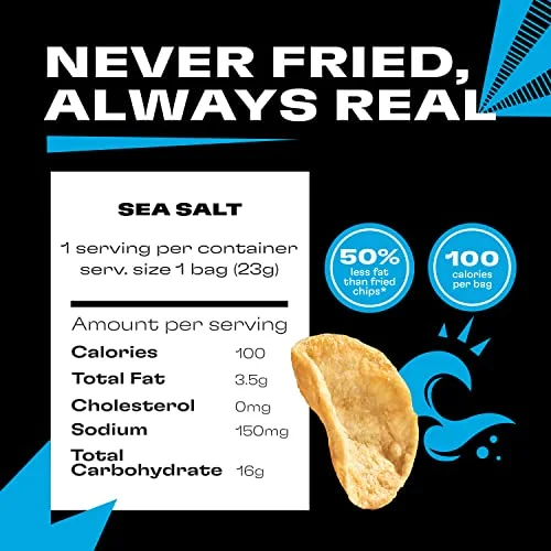 Popchips Potato Chips, Sea Salt, Gluten Free, Single Serve 0.8 oz Bags (Pack of 12)
