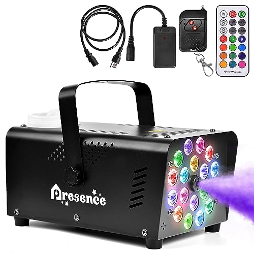Fog Machine with 18 LED Lights, Protable 500W High Power Smoke Machine with 13 colors Lights Effect and Remote Control, Halloween Smoke Machine Fog Fogger Machine for Parties, Wedding, DJ & Stage Show