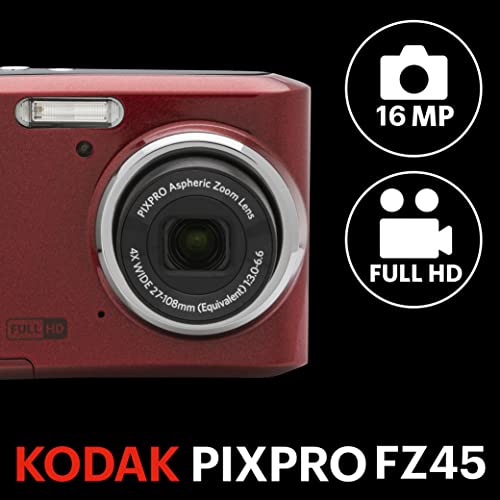 KODAK PIXPRO Friendly Zoom FZ45-BK 16MP Digital Camera with 4X Optical Zoom 27mm Wide Angle and 2.7