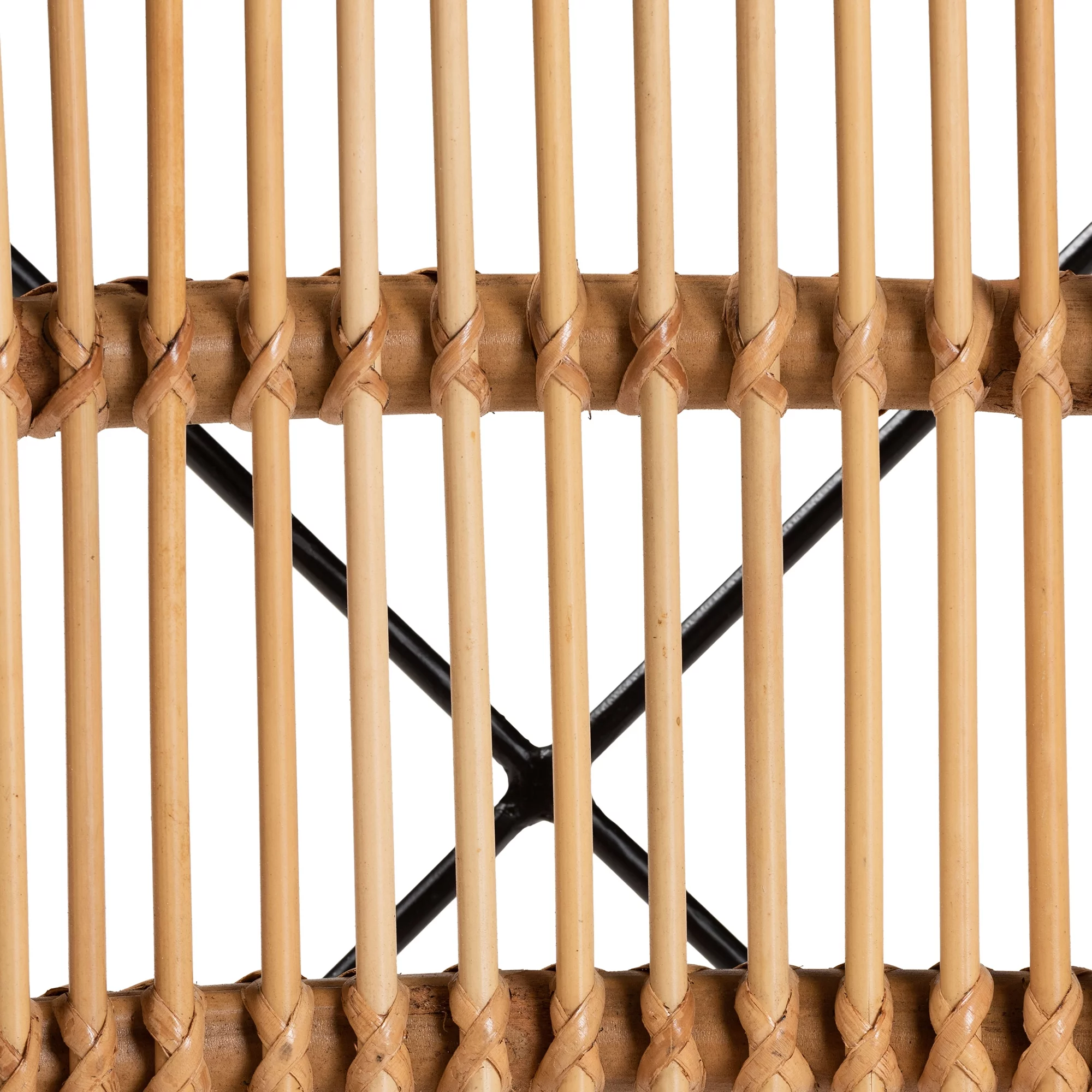 bali & pari Pro Modern Bohemian Natural Brown Rattan and Black Metal 2-Piece Dining Chair Set