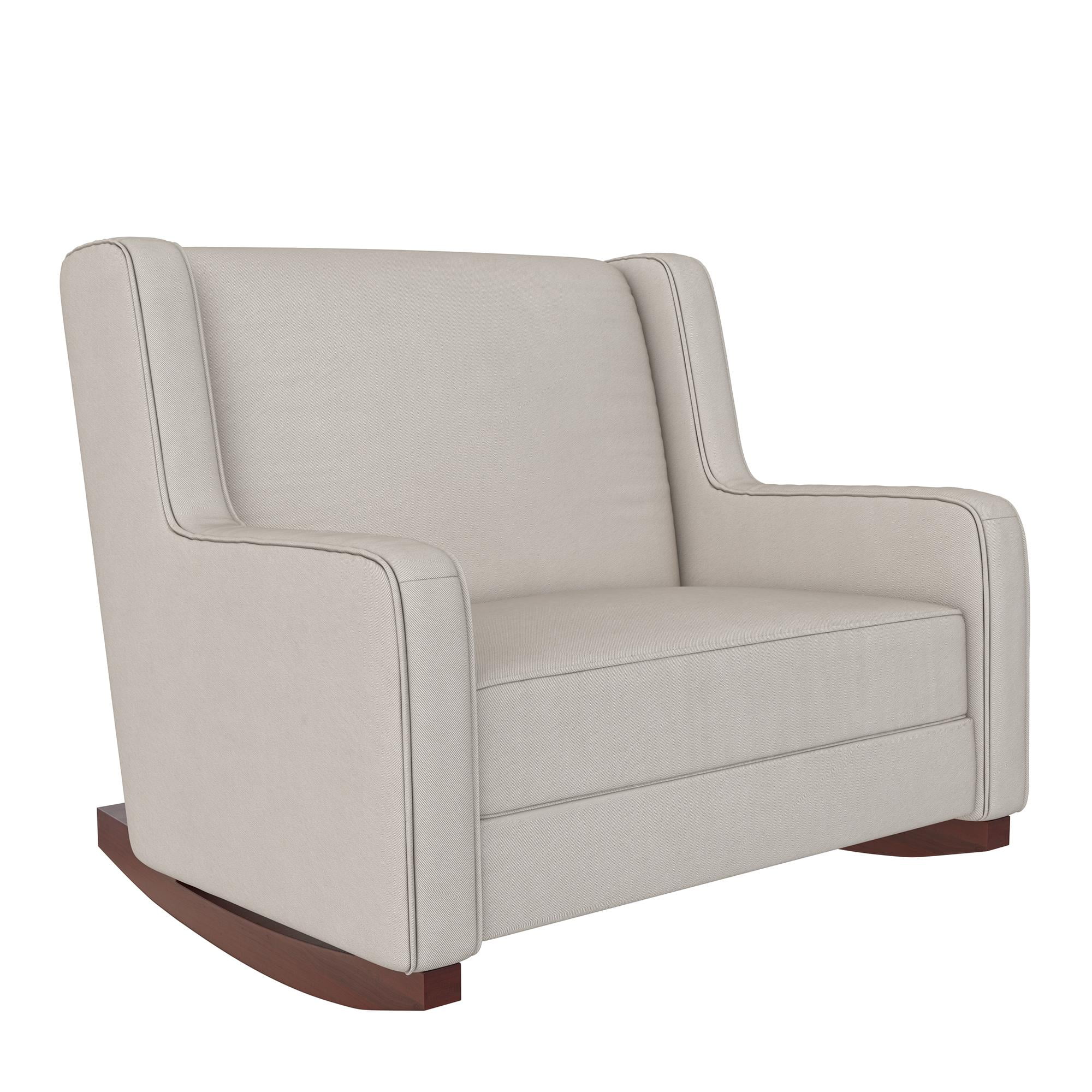 Baby Relax Hadley Upholstered Double Rocker Chair, Beige Microfiber