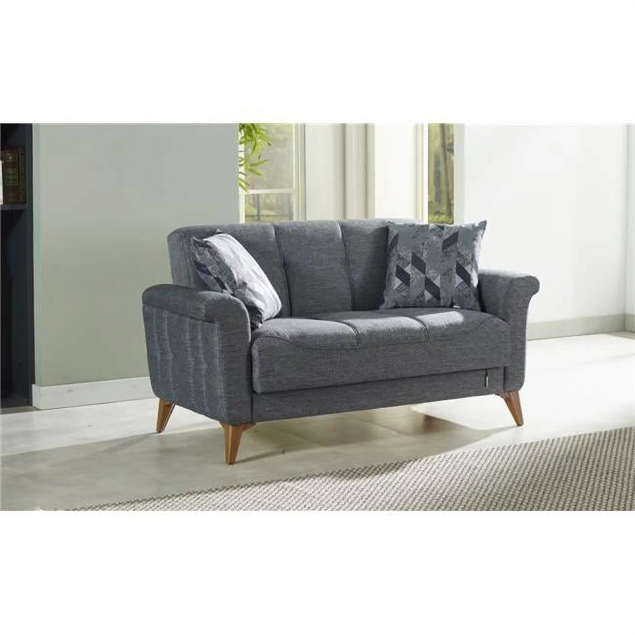 Furnia MD-10ER-ROY-LIDYA104-2 33 x 64 x 33 in. Royce Convertible Loveseat Sleeper, Anthracite