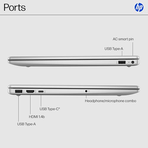 HP 15.6 inch Laptop, HD Touchscreen Display, AMD Ryzen 3 7320U, 8 GB RAM, 256 GB SSD, AMD Radeon Graphics, Windows 11 Home, Natural Silver, 15-fc0399nr