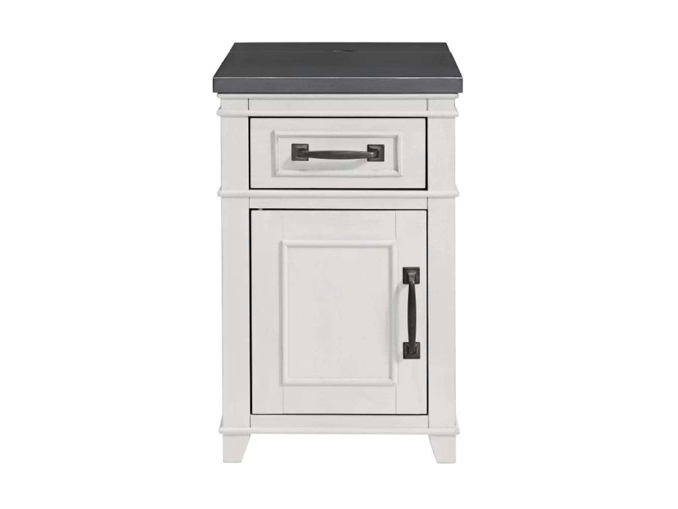 Martin Svensson Home Del Mar Chairside Table with Power, Antique White and Grey