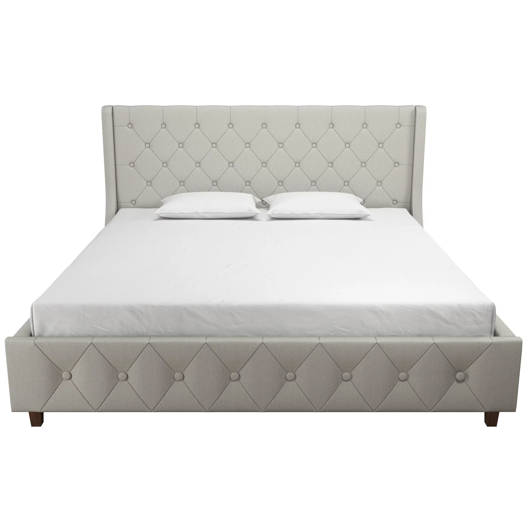 CosmoLiving by Cosmopolitan Mercer Upholstered Bed, Light Gray Linen, King
