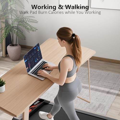 Under Desk Treadmill, 2.5 HP 265 Lbs Low Noise Walking Pad Treadmill LED Display with Remote Control Walking Jogging Running Machine, Incline Treadmills for Home and Office