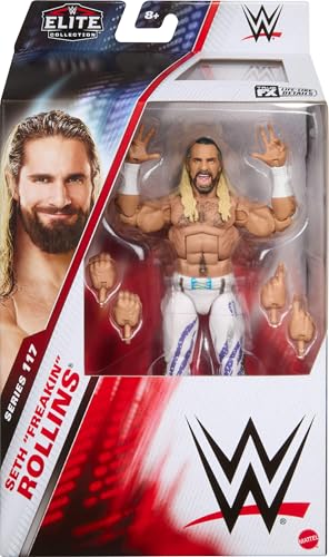 Mattel WWE Elite Action Figure & Accessories, Series #117 6-inch Collectible Seth “Freakin” Rollins with 25 Articulation Points & Swappable Hands