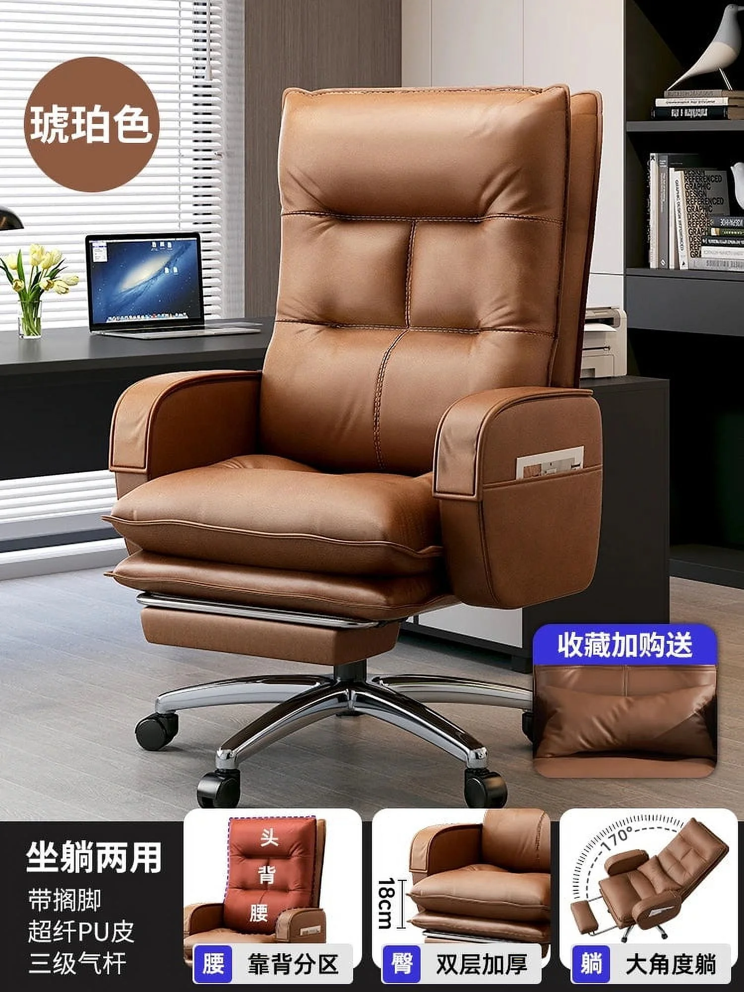 Swivel Genuine Leather Office Chairs Lunch Breaks High End Swivel Chairs Business Office Cowhide 컴퓨터의자 Furniture Room Office