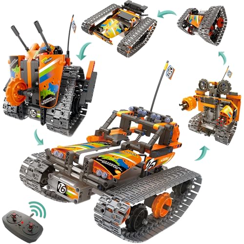 5 in 1 STEM Remote Control Building Kit, 392Pcs Blocks Erector Projects Set Toys for Kids Age 8-12, Build a Tank/Robot/AVT DIY Science Educate 6 7 9 10 11 Years Old for Boys & Girls Gift Ideas