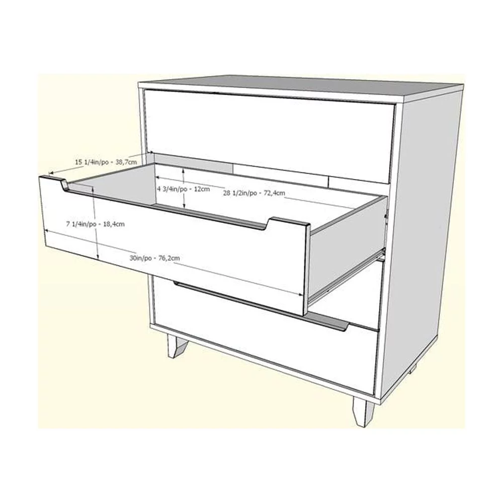 Nexera Modern 4 Drawer Chest in White and Natural Maple