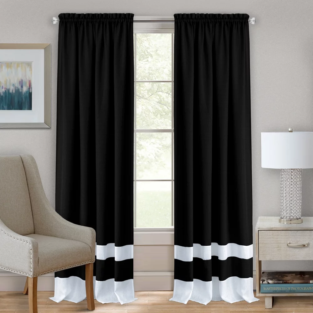 Darcy Two-tone Rod Pocket Window Curtain Panel