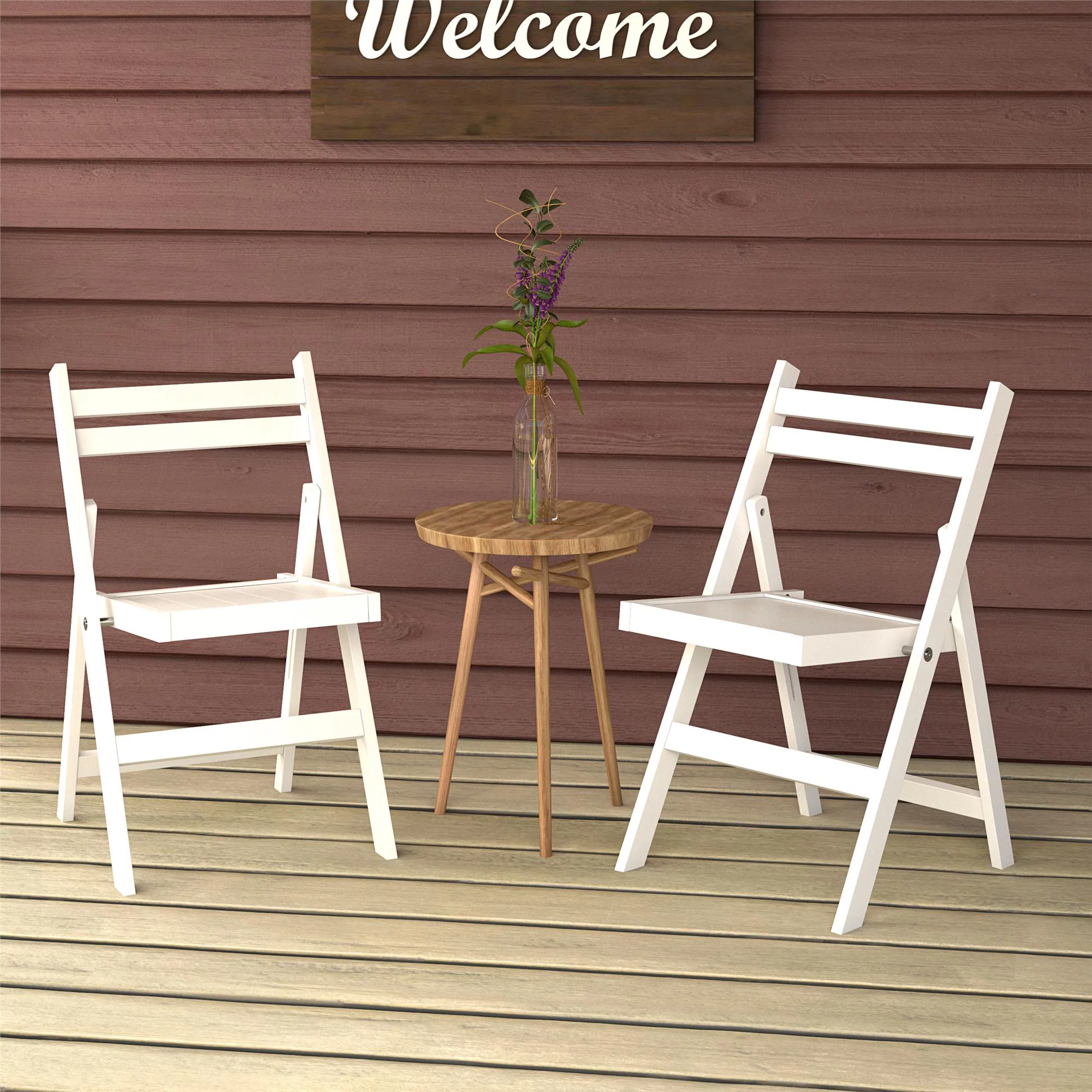 COSCO XL Folding Wood Chair, Gray, 2-Pack