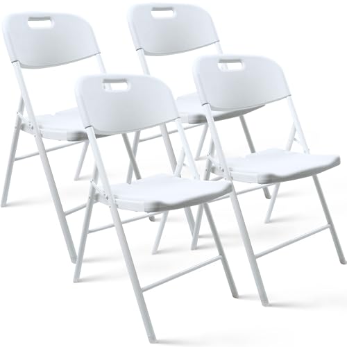 6 Pack Folding Chair, 700 lb Weight Capacity,Indoor/Outdoor Heavy Duty Foldable Chairs for Restaurants, Kitchens, Picnics, Races, Parties & Weddings. (6, White)