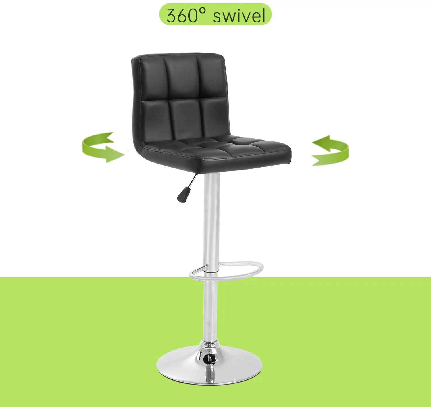 FDW Counter Height Swivel Bar Stools PU Leather Padded with Back,Set of 2 Height Adjustable Counter Stool Barstools Dining Chair,Black