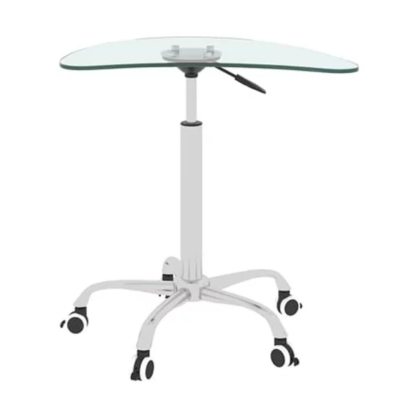 Fithood Adjustable Height Transparent Tempered Glass Table Desk Table with Lockable Wheels(Adjustable Range 24.2 