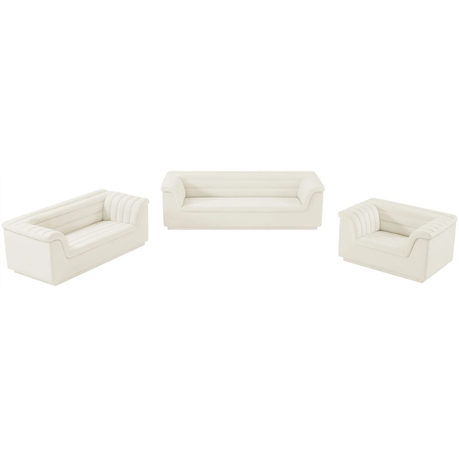 Meridian Furniture Cascade Cream Velvet Fabric Loveseat