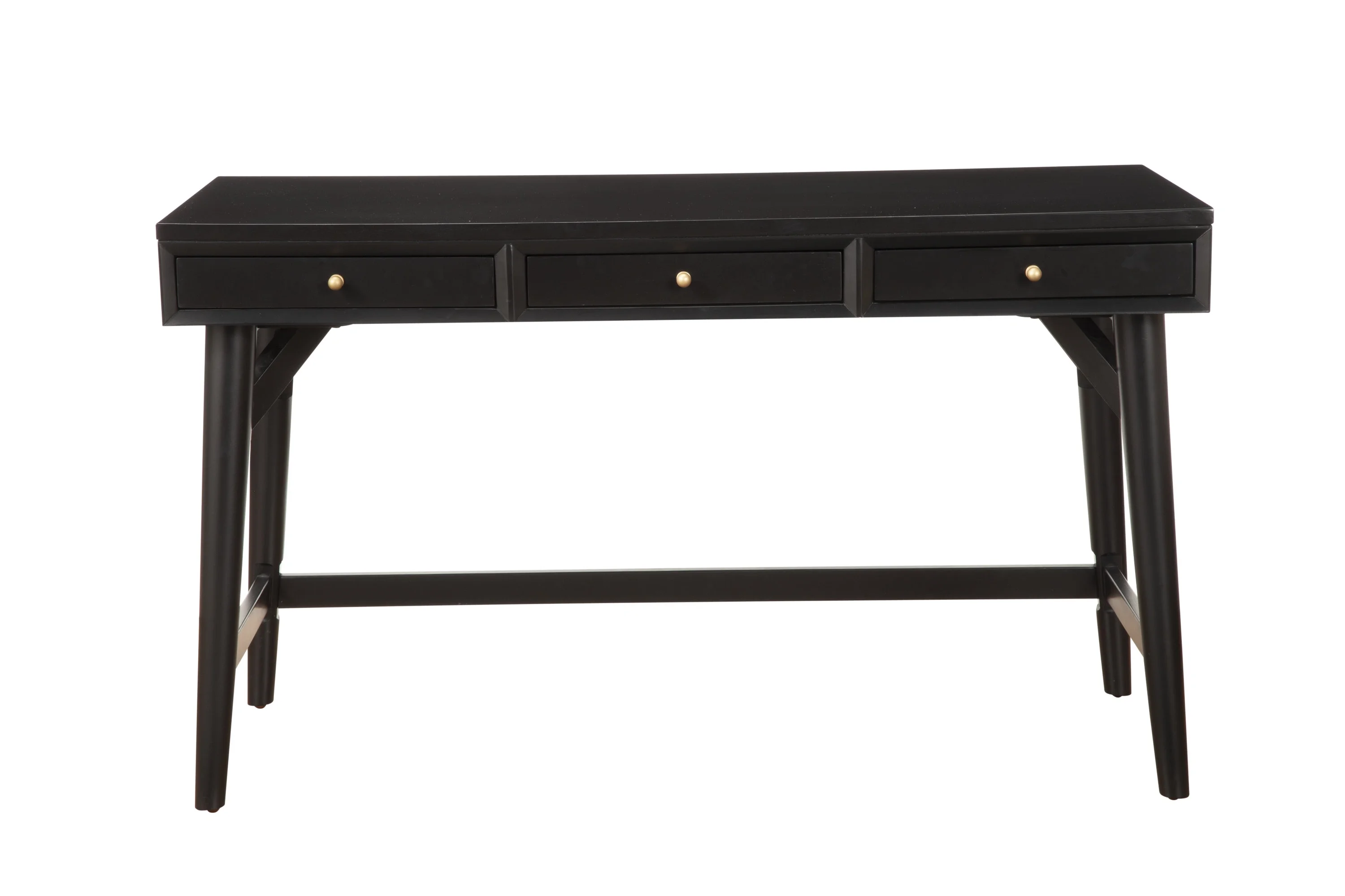 Alpine Furniture Flynn Large Wood 3 Drawer Desk in Black