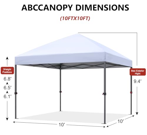 ABCCANOPY Pop Up Canopy - Outdoor Patio Portable Canopy Tent Heavy Duty for Backyard and Deck with 4 Sandbags(White, 10x10)