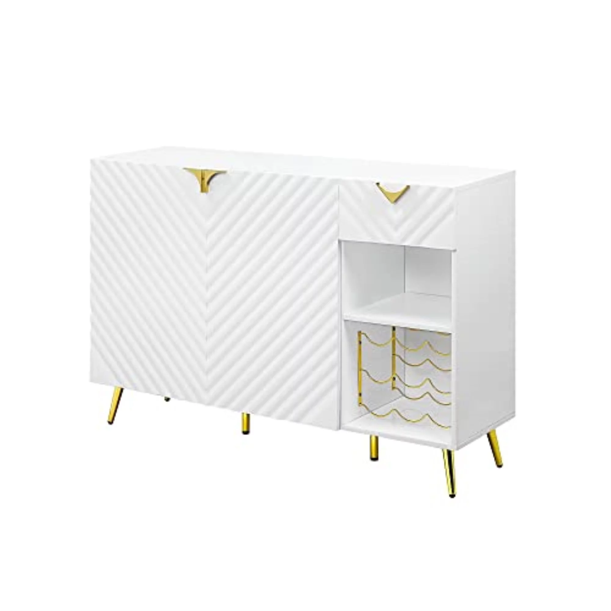 ACME Gaines Server with Wine Rack in White High Gloss